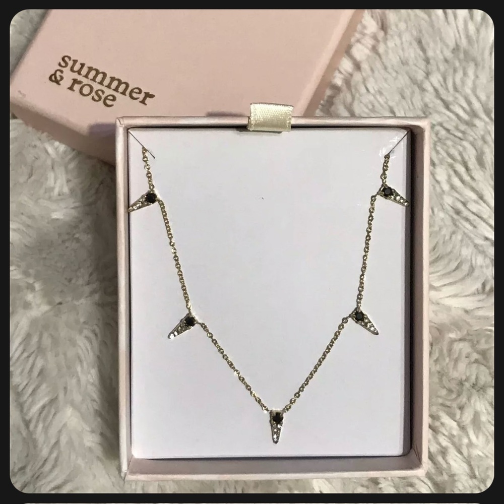 Summer & Rose Gold Necklace with Silver Triangle Pendants